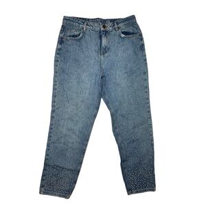 Pearl Embellished Denim Jeans Glam Rhinestone Jeans from Noisy May